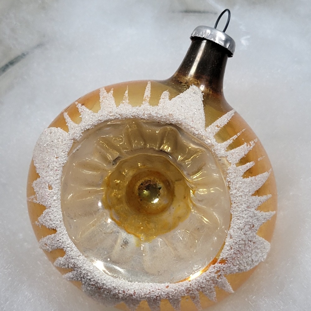 Indent Gold Mercury Glass Christmas Tree Ornament Shiny Mica Glitter Retro‎ CAL